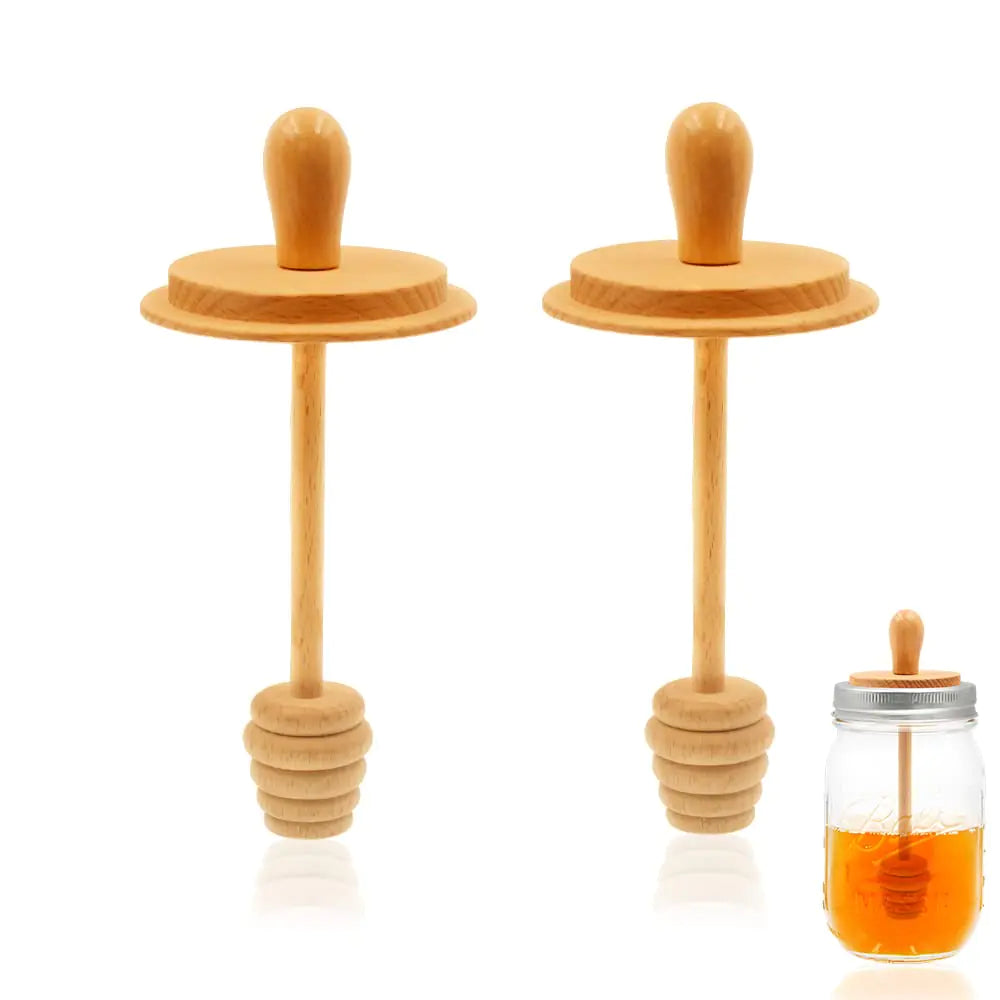 Wooden Honey Dipper Sticks for Mason Jars (Set of 2)