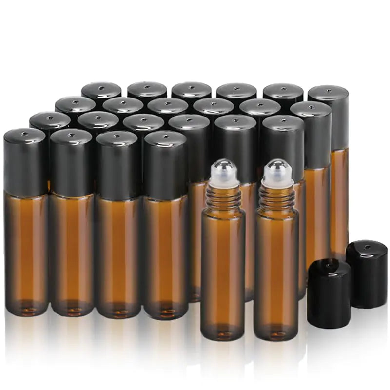 10ml Amber Glass Roller Bottles for Oils & DIY Blends (24-Pack)