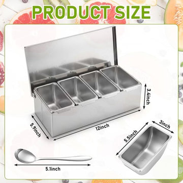 Stainless Steel Condiment Bar (4 Compartment)