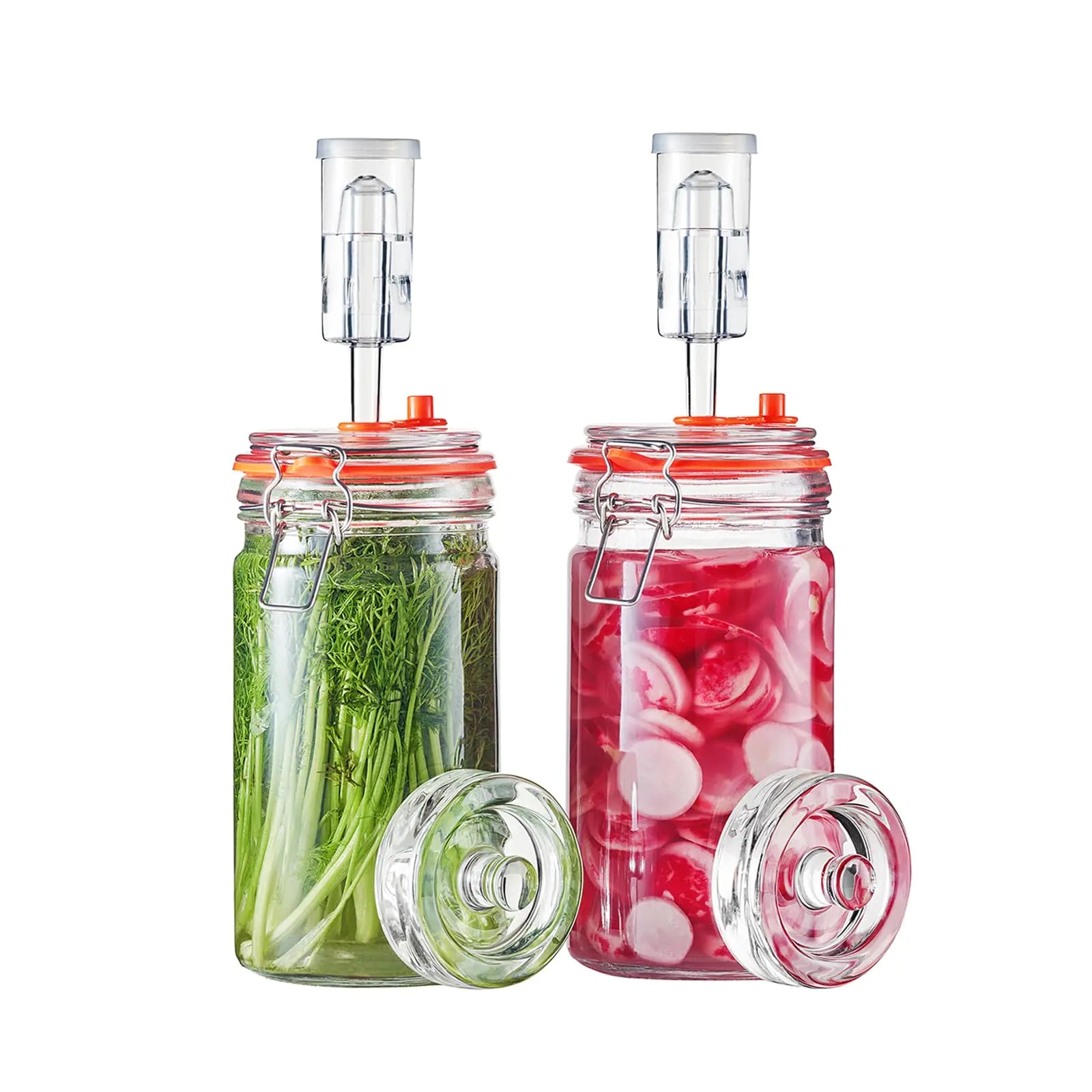 Everyday Fermentation Jar Set (2 × 1 Liter Glass Jars with Weights & Airlocks)