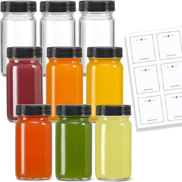 2 oz Glass Shot Bottles with Lids (9 Pack)