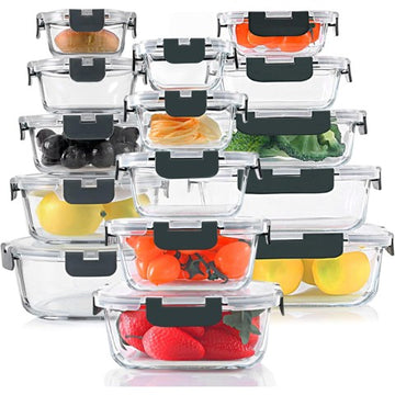 Glass Food Storage Containers Set (30 Piece)