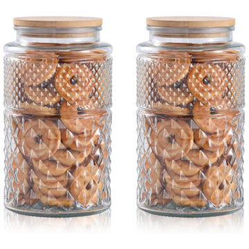 Large Glass Jars with Airtight Lids, 90 oz (Set of 2)