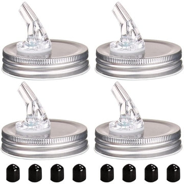 Wide Mouth Mason Jar Pour Spout Lids (4 Pack)