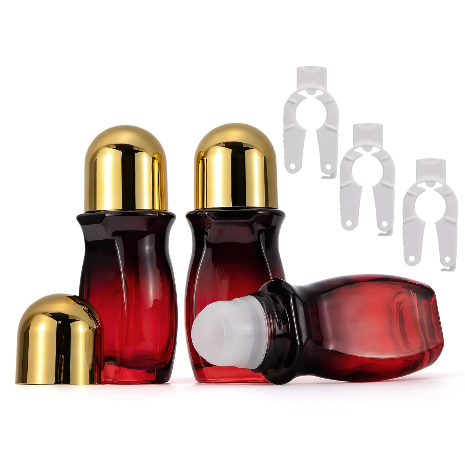 50 ml Reusable Amber Glass Roller Bottles (3-Pack) for DIY Oils & Natural Care